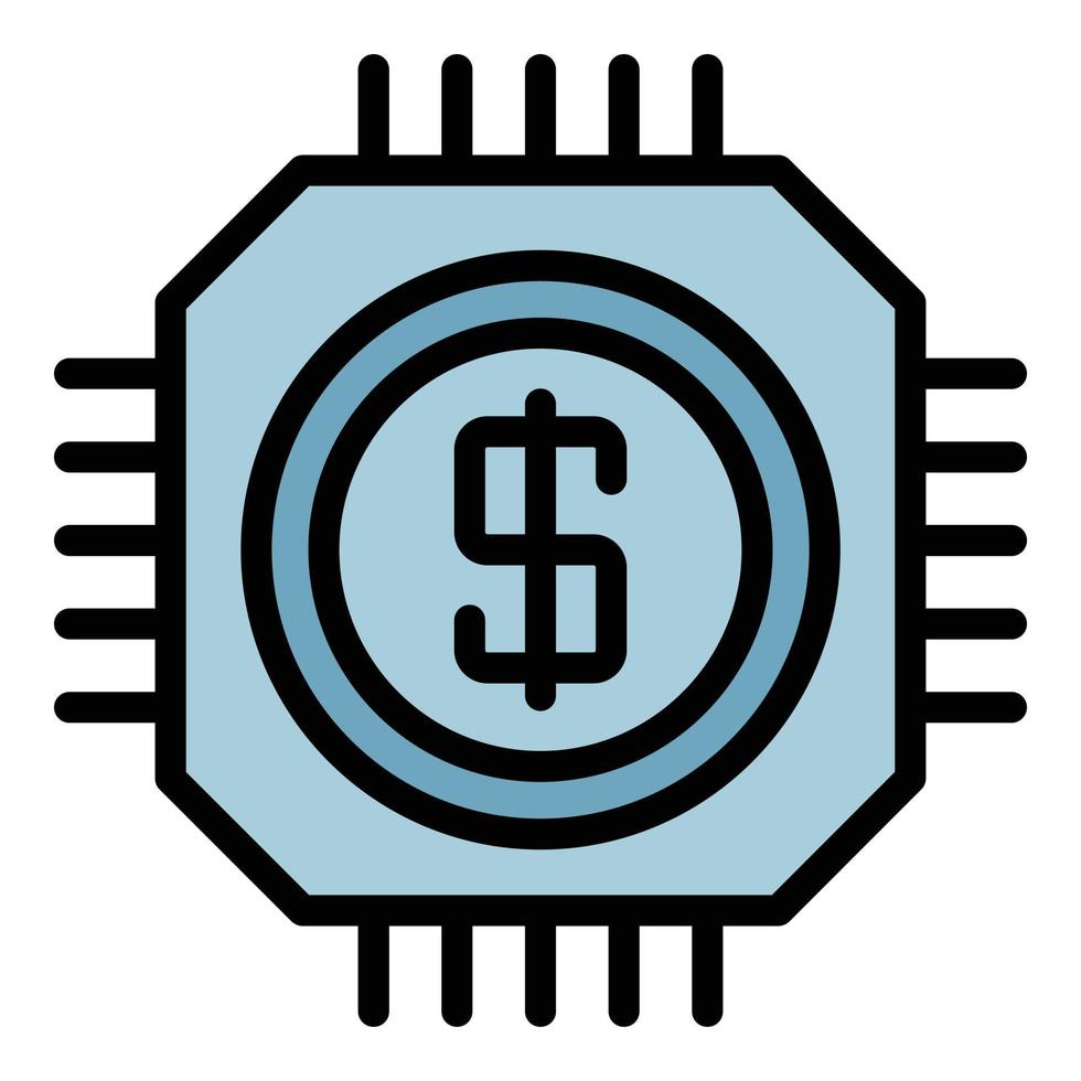 Money processor icon color outline vector