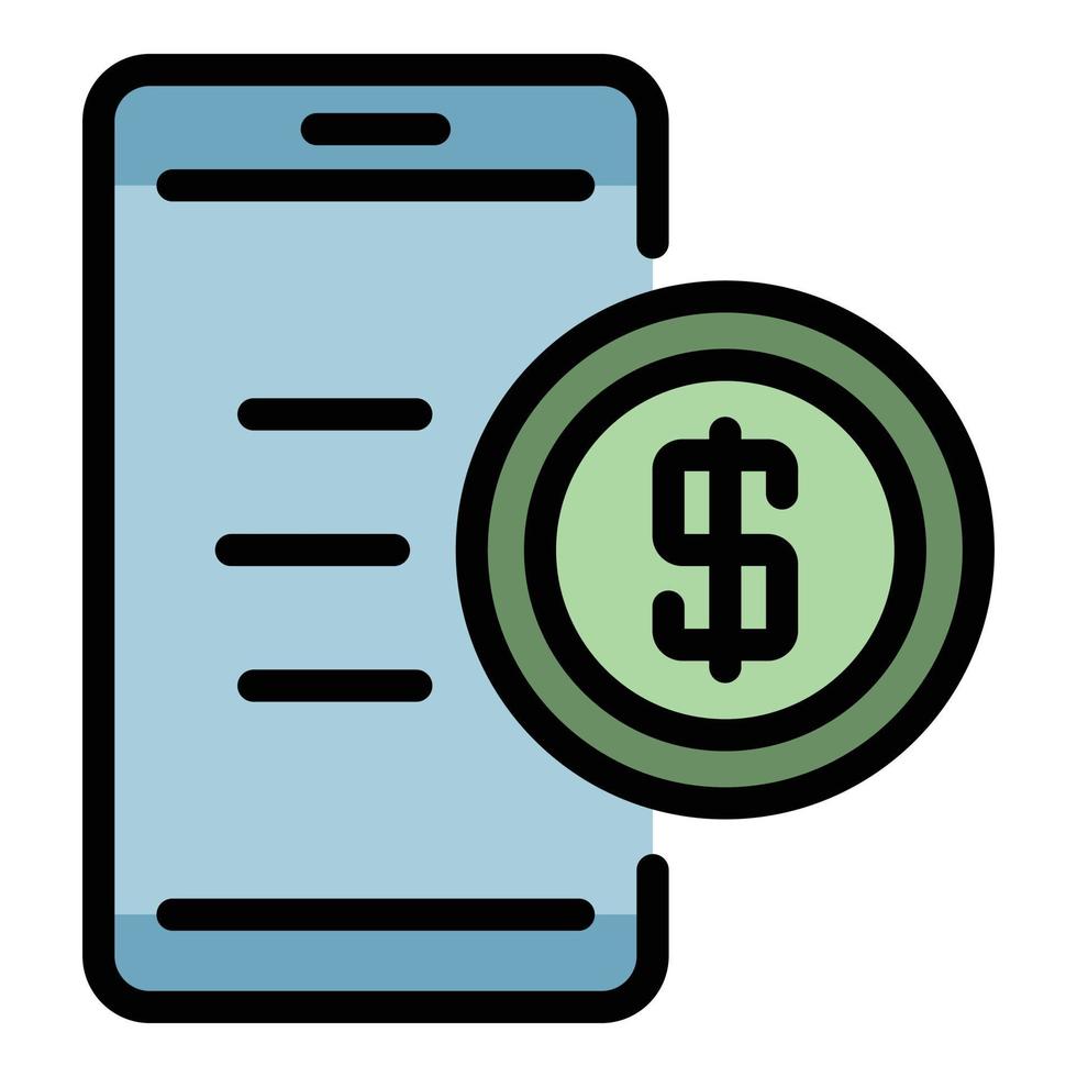 Coin money phone icon color outline vector