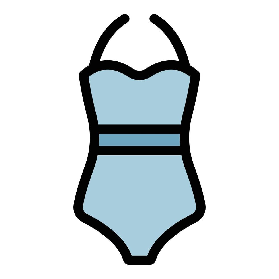 Hot swimsuit icon color outline vector