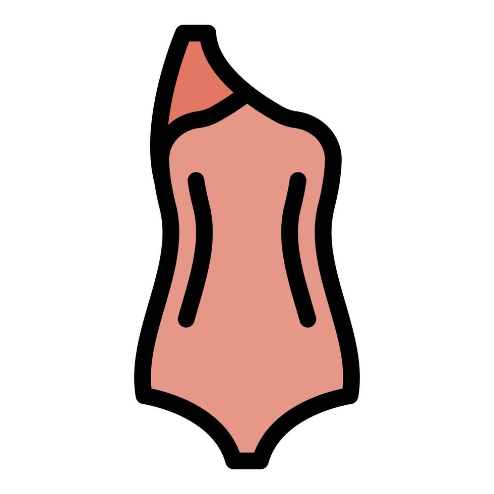 vestido, traje de baño, icono, color, contorno, vector