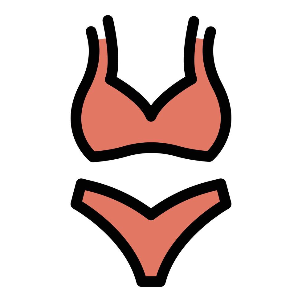 Woman swimsuit icon color outline vector