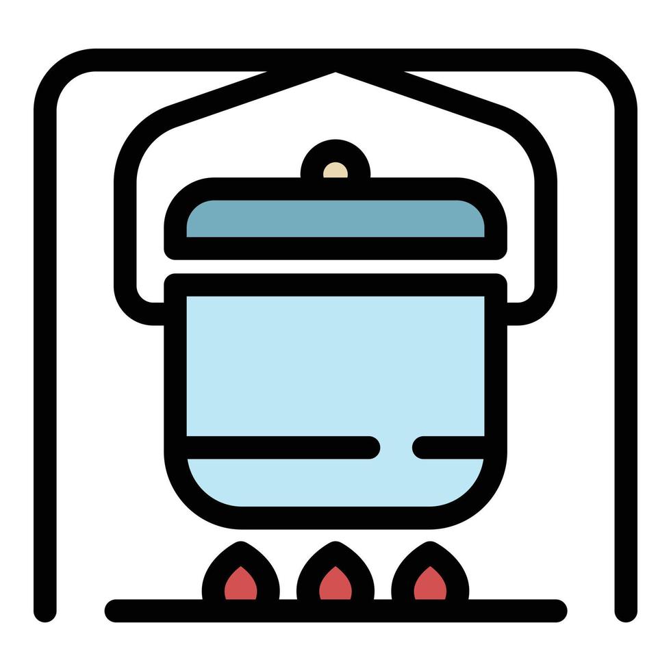 Campfire kitchen icon color outline vector
