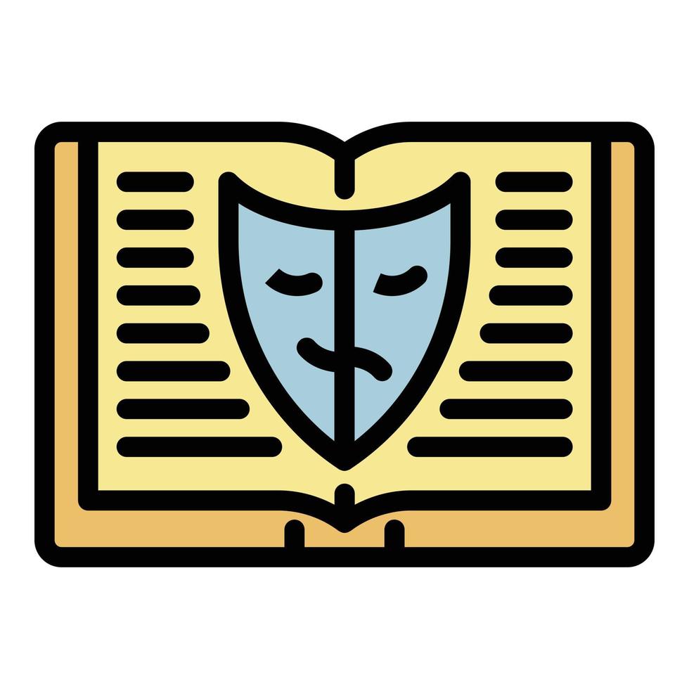Book and acting mask icon color outline vector