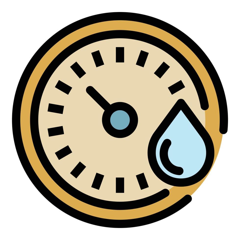Round thermometer and drop icon color outline vector