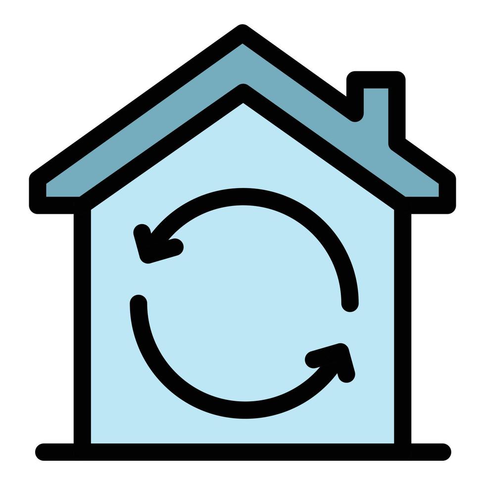 House and circular arrows icon color outline vector