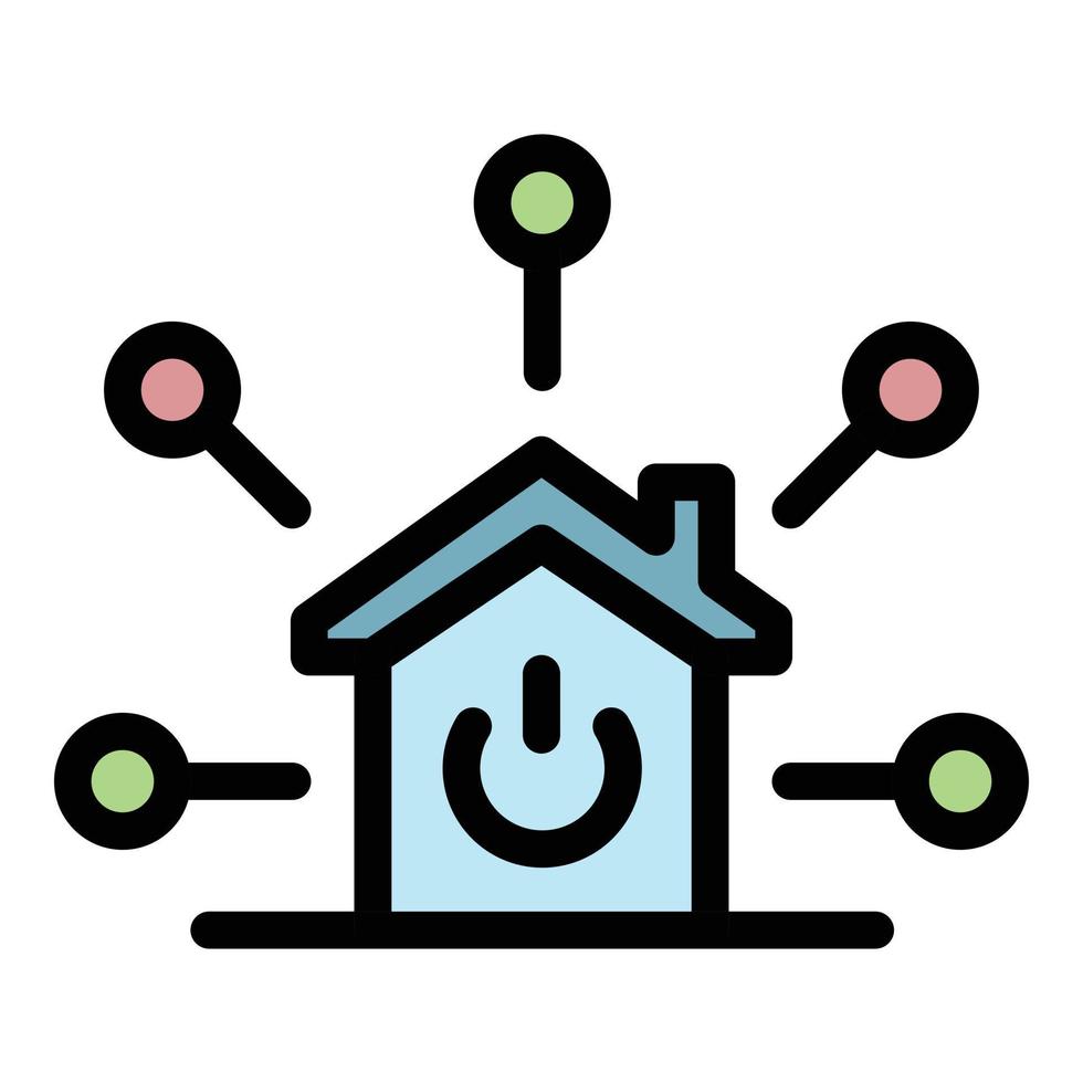 Smart home and footnotes icon color outline vector