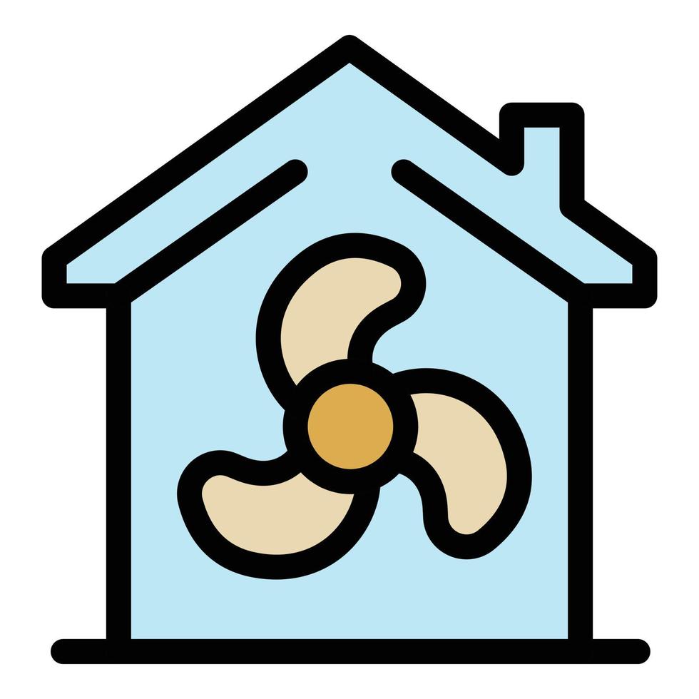 House and fan icon color outline vector
