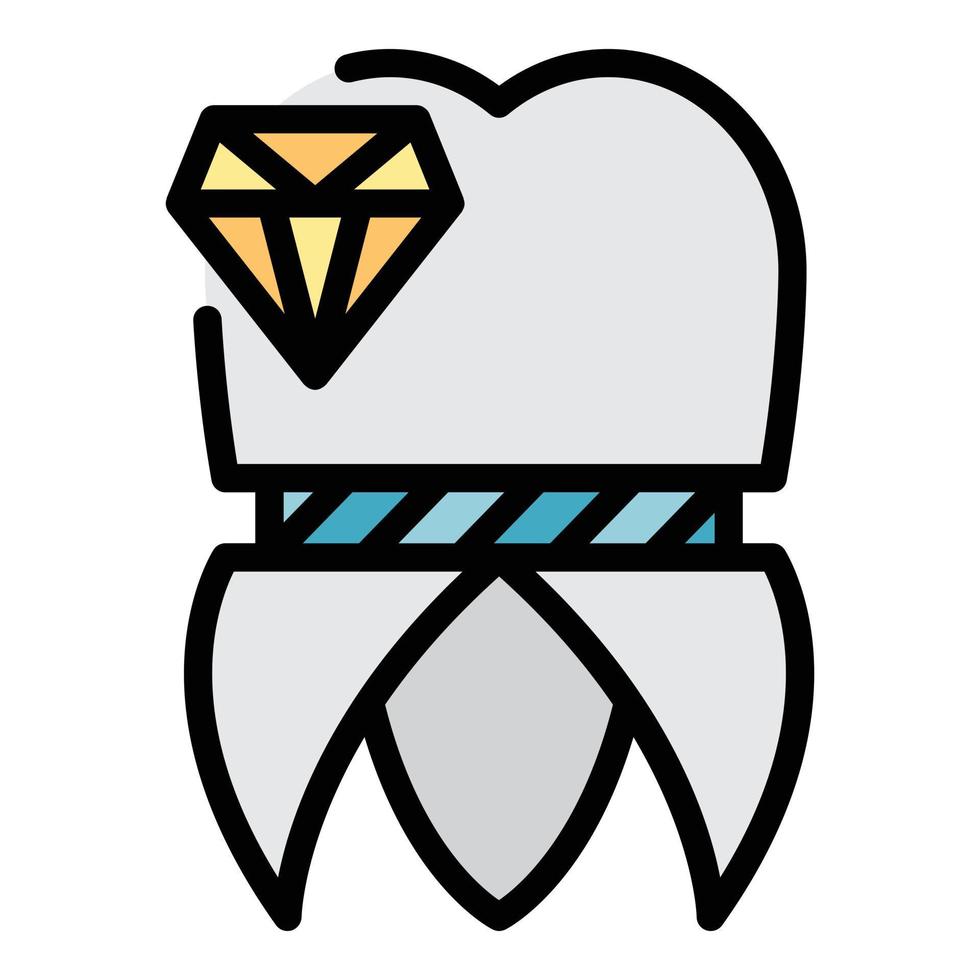 Diamond tooth implant icon color outline vector