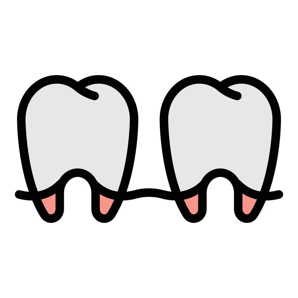 vector de contorno de color de icono de dos dientes