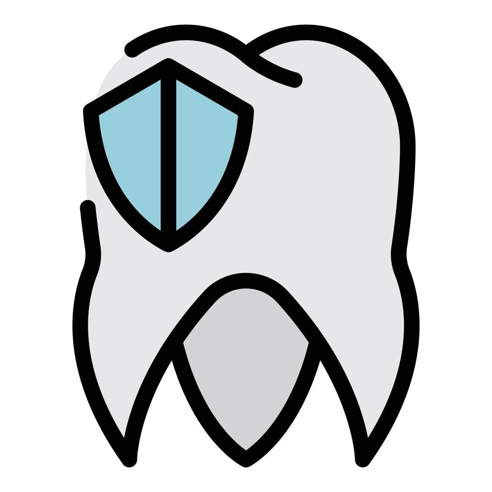 Tooth and shield icon color outline vector