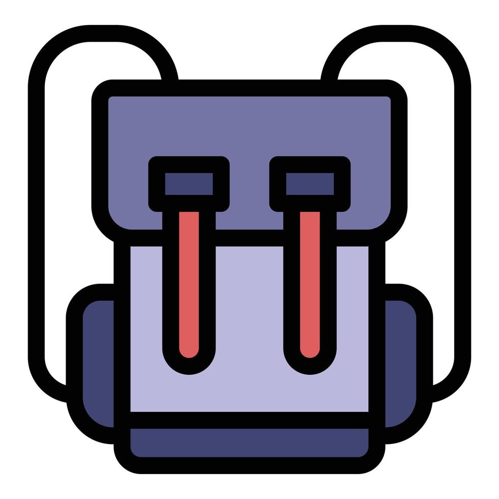 Hiking backpack icon color outline vector