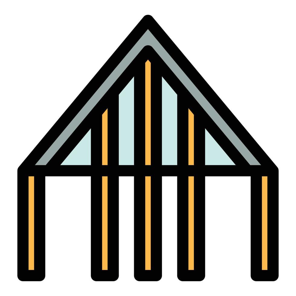 Roof supporting structure icon color outline vector