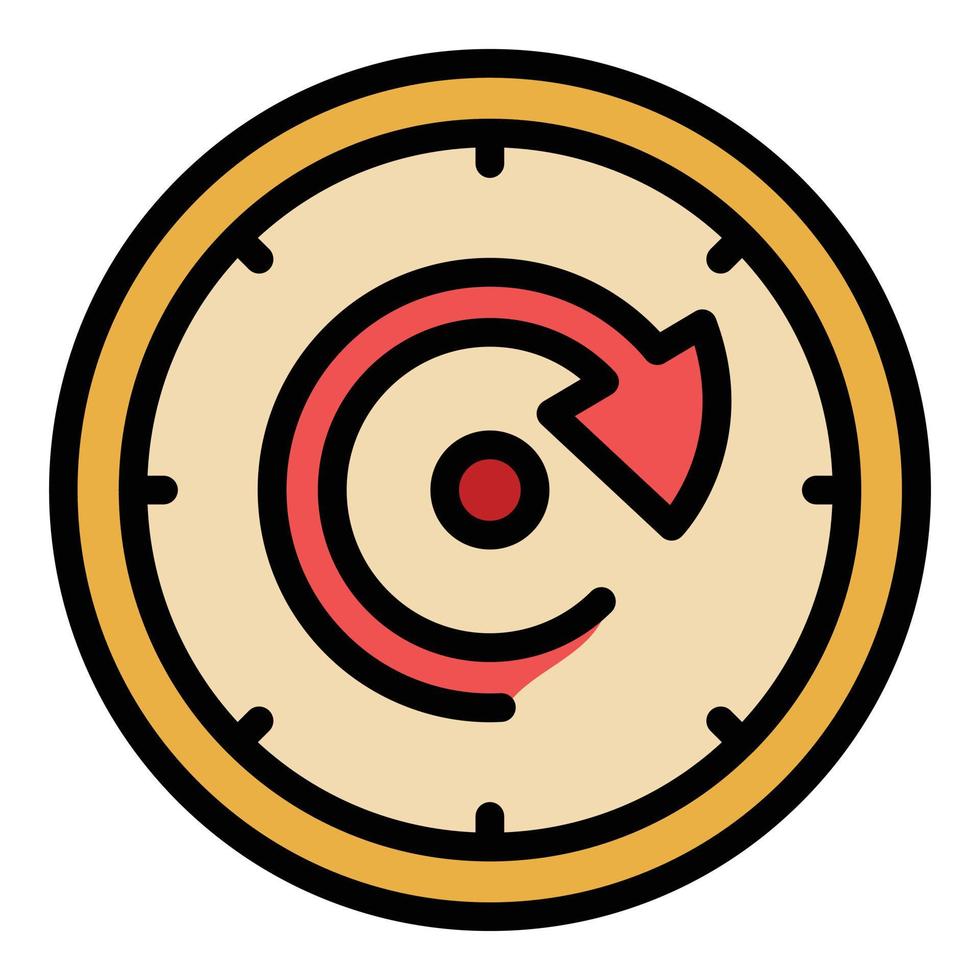 vector de contorno de color de icono de flecha circular y reloj