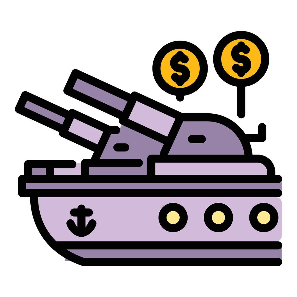 Trade war ship icon color outline vector