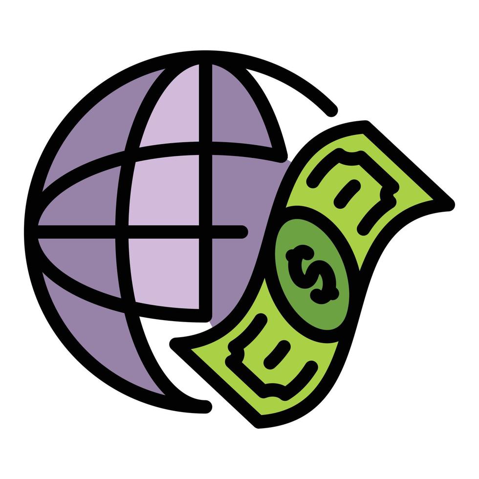 vector de contorno de color de icono de efectivo de dinero global