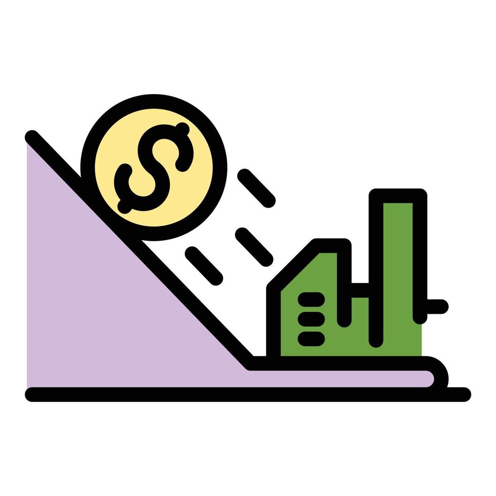 vector de contorno de color de icono de caída de dinero de guerra comercial