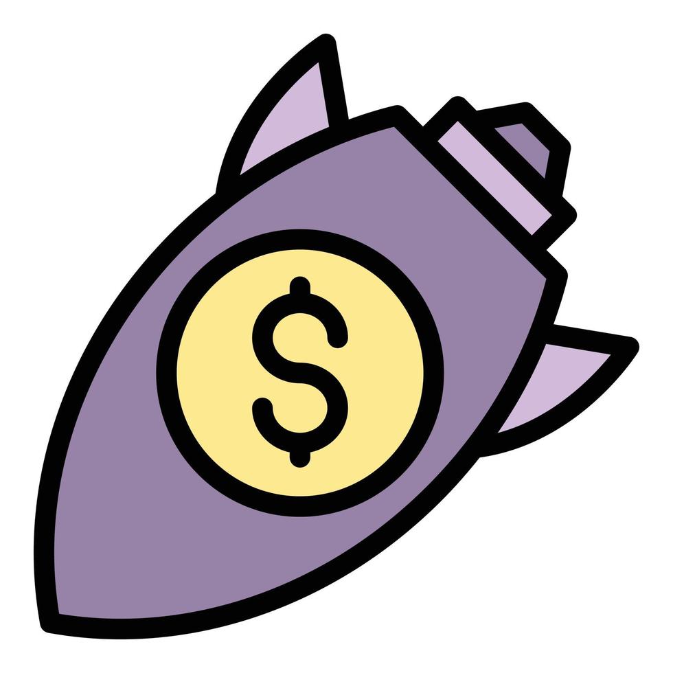 Fall rocket money icon color outline vector