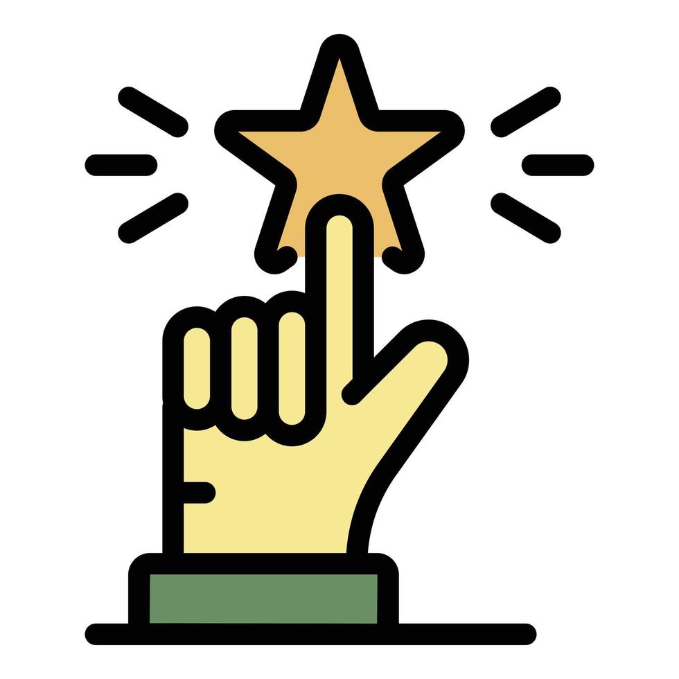 Star at the end of the finger icon color outline vector