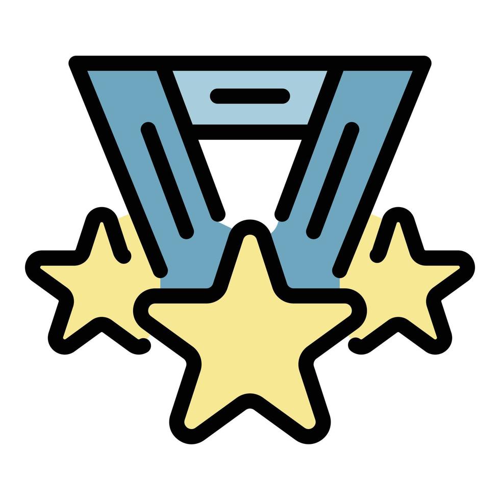 vector de contorno de color de icono de estrella de medalla