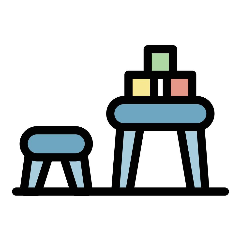 icono de silla pequeña de habitación para niños vector de contorno de color