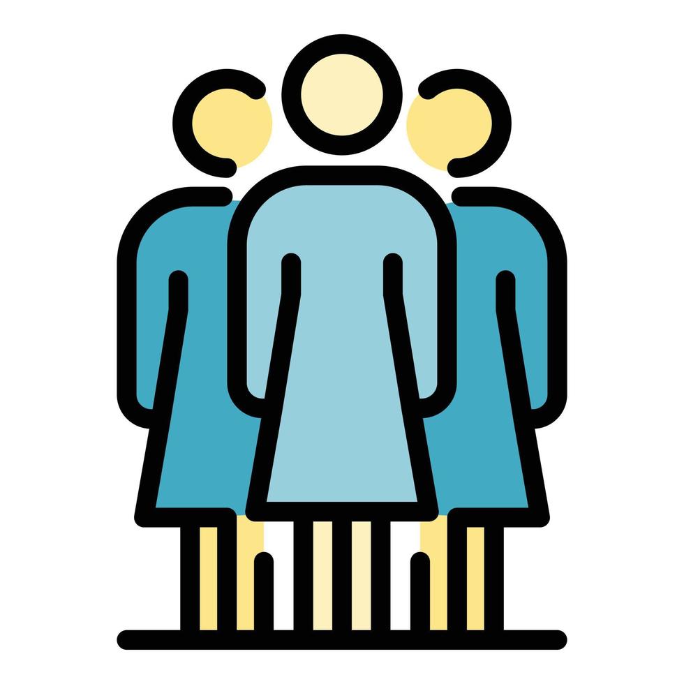 Woman group social service icon color outline vector
