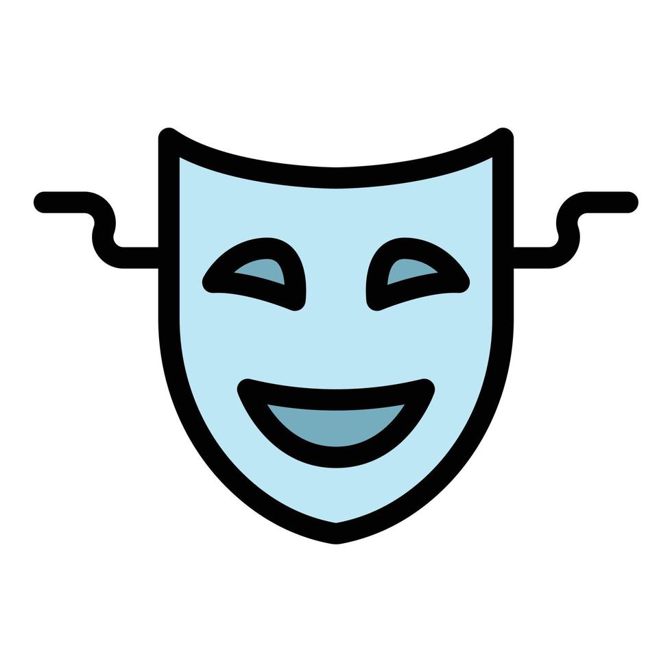 Smiling theatre mask icon color outline vector