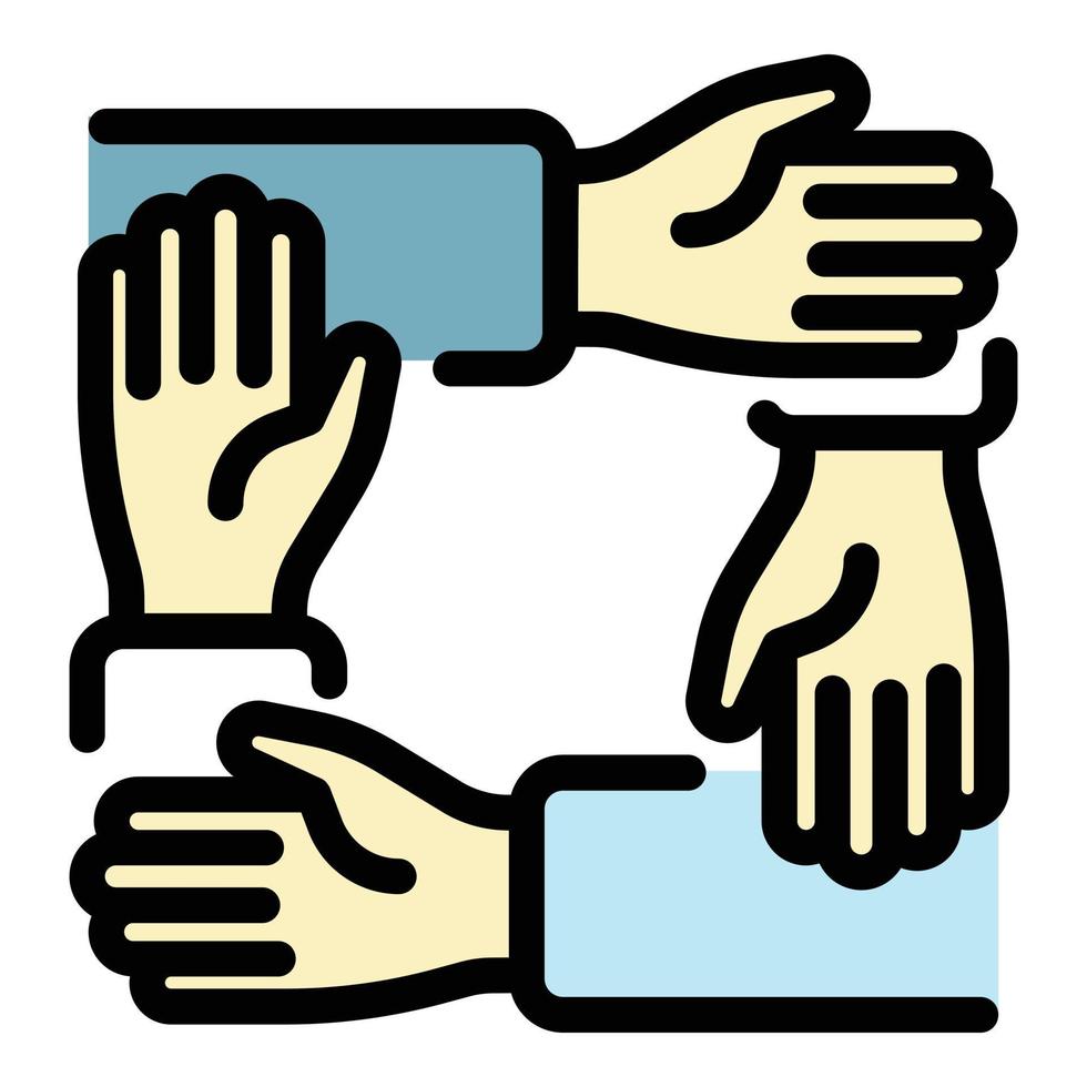 Teamwork handshake icon color outline vector