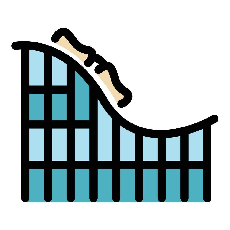 Ride roller coaster icon color outline vector