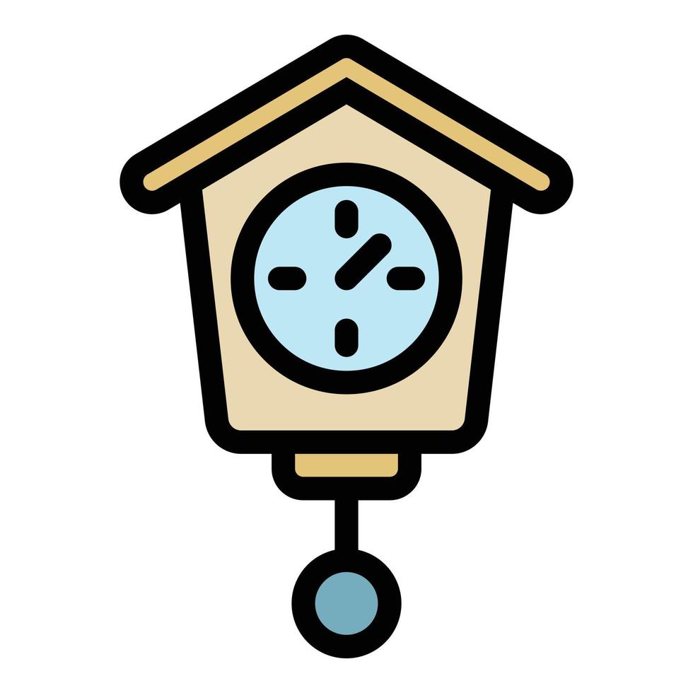 vector de contorno de color de icono de reloj de péndulo vintage