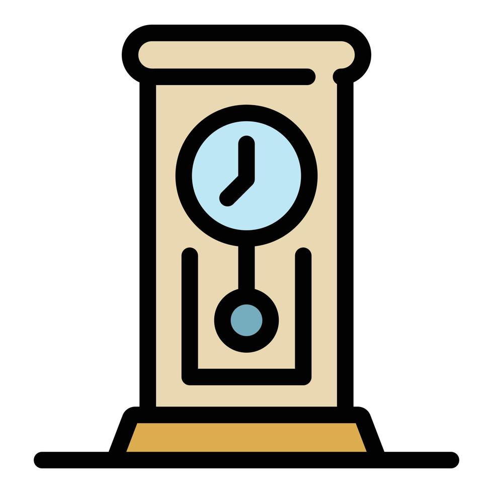 vector de contorno de color de icono de reloj de péndulo retro