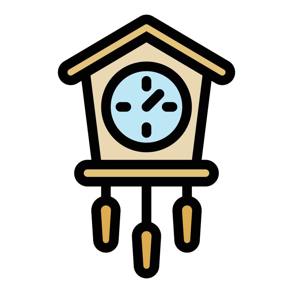 Bird pendulum clock icon color outline vector