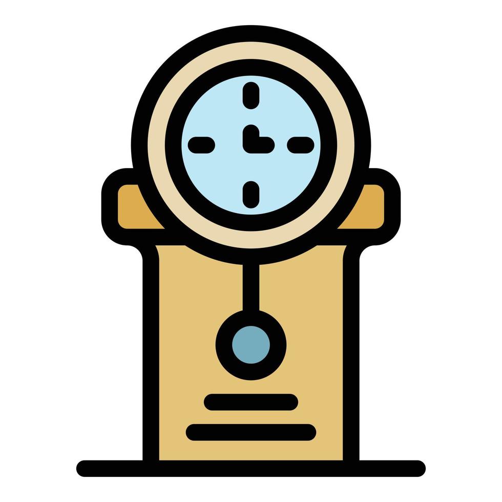 vector de contorno de color de icono de reloj de péndulo de casa