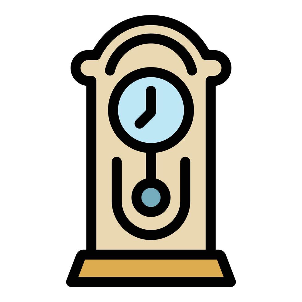 vector de contorno de color de icono de reloj de péndulo de negocios