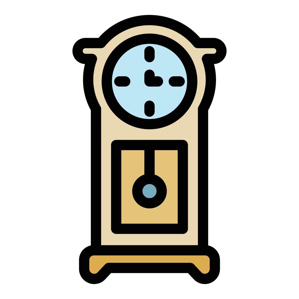 Hour pendulum clock icon color outline vector