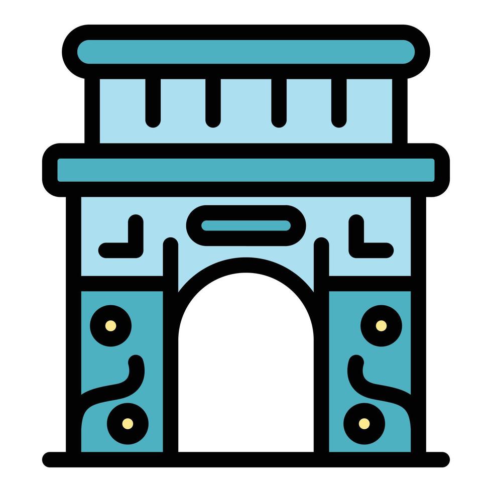 Paris triumphal arch icon color outline vector