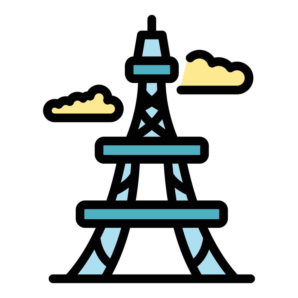 francia torre icono color contorno vector