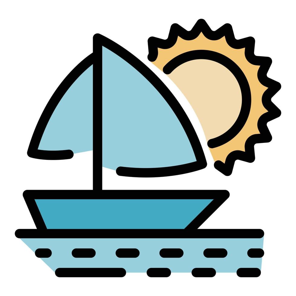 Luxury ocean yacht icon color outline vector