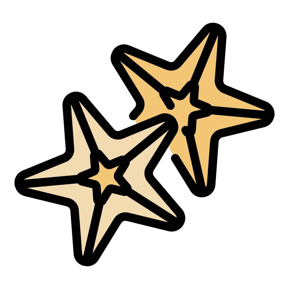 Sea stars icon color outline vector