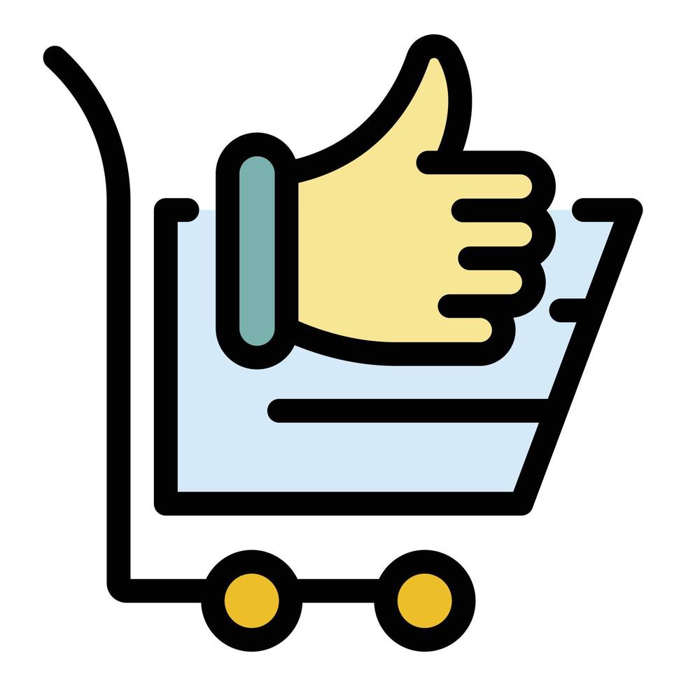 Shop cart thumb up icon color outline vector