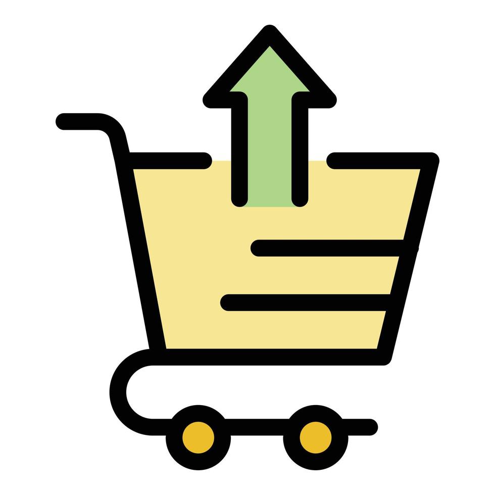Shop cart upload icon color outline vector