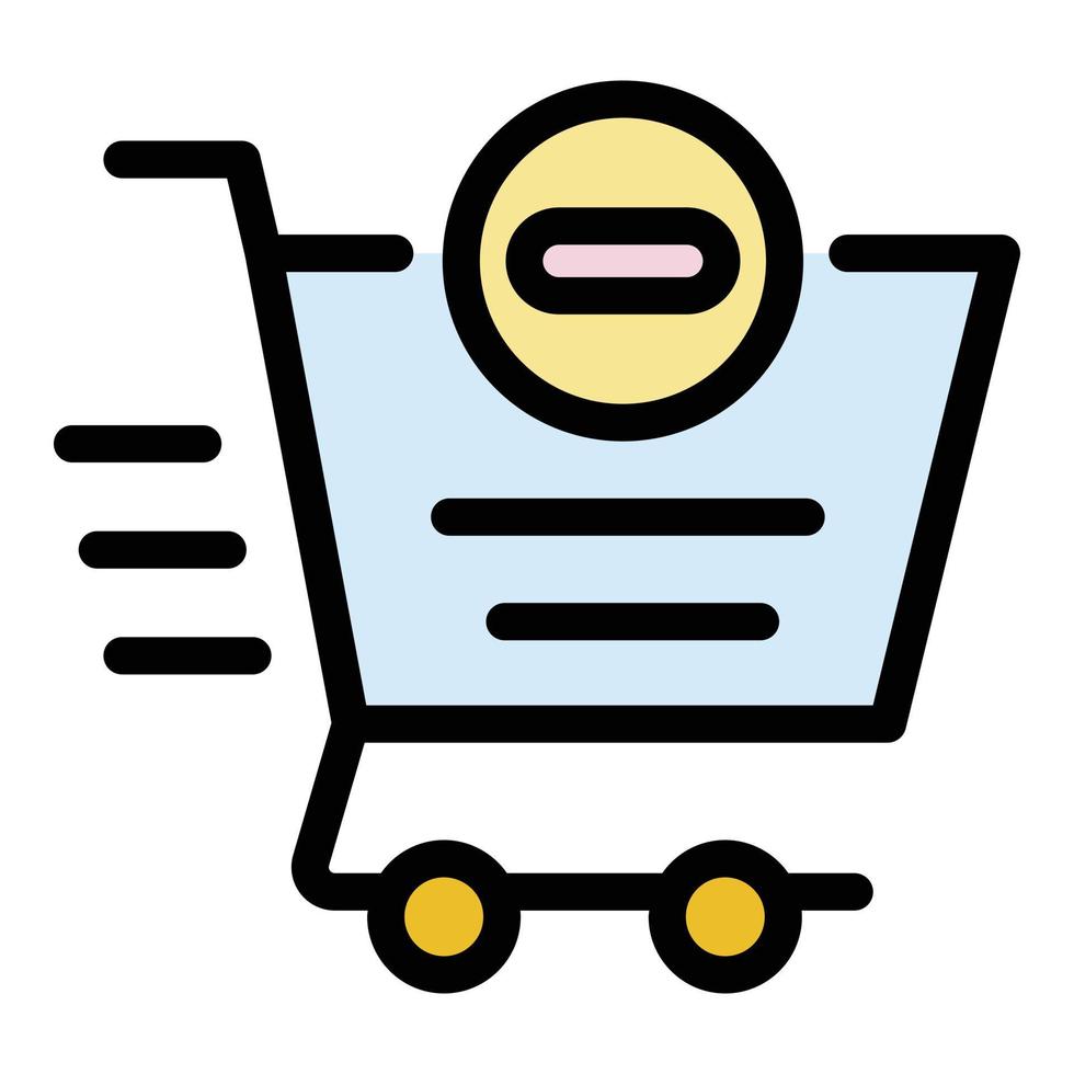 Fast restriction shop cart icon color outline vector