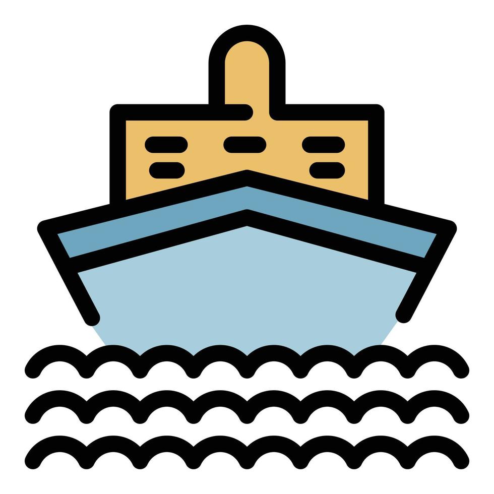 Naval cruise ship icon color outline vector
