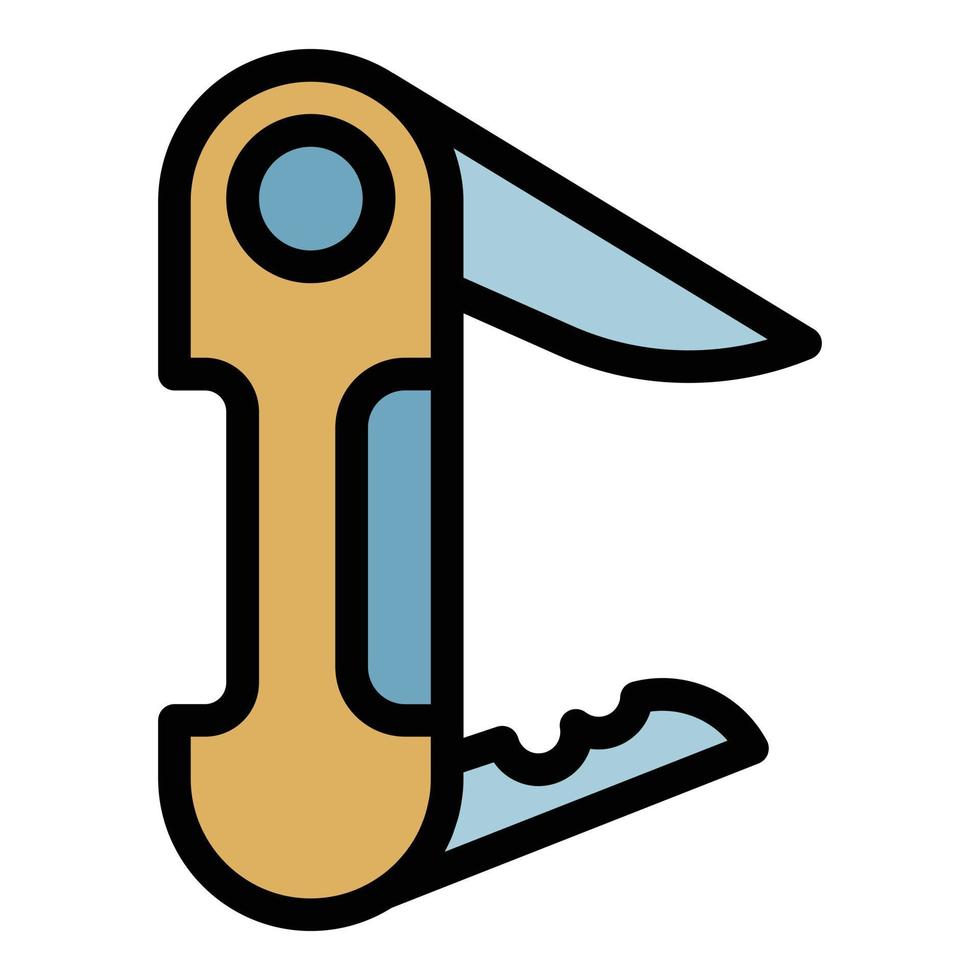 Folding knife icon color outline vector