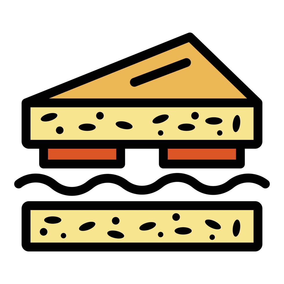 vector de contorno de color de icono de sándwich de comida rápida