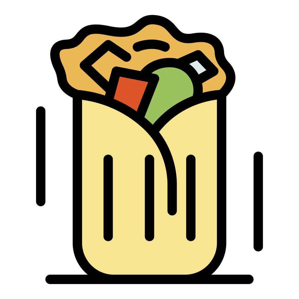 Shawarma sandwich icon color outline vector