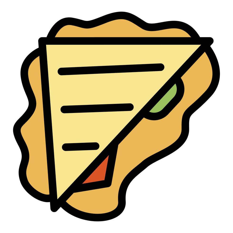 vector de contorno de color de icono de sándwich de tocino