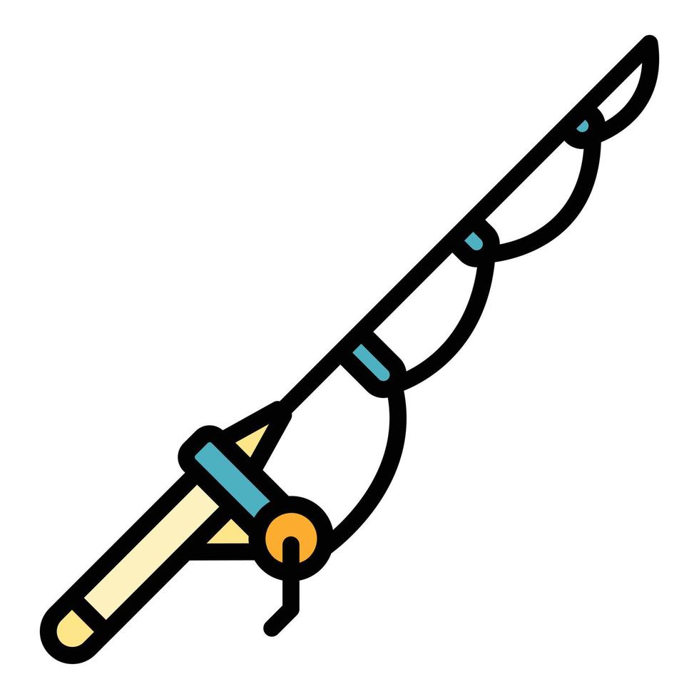Spinning rod icon color outline vector