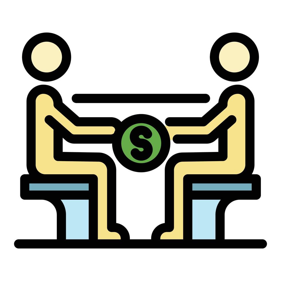 Giving a bribe under the table icon color outline vector