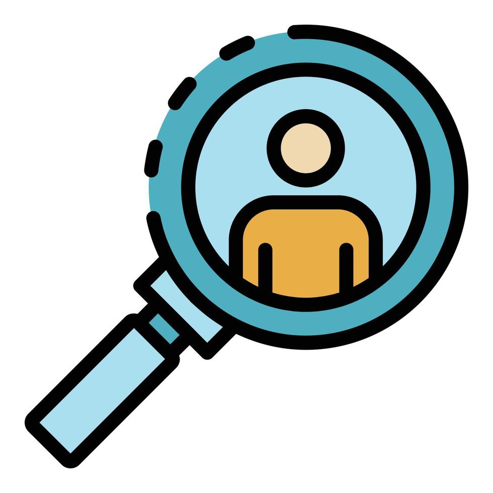 Man under magnifier icon color outline vector