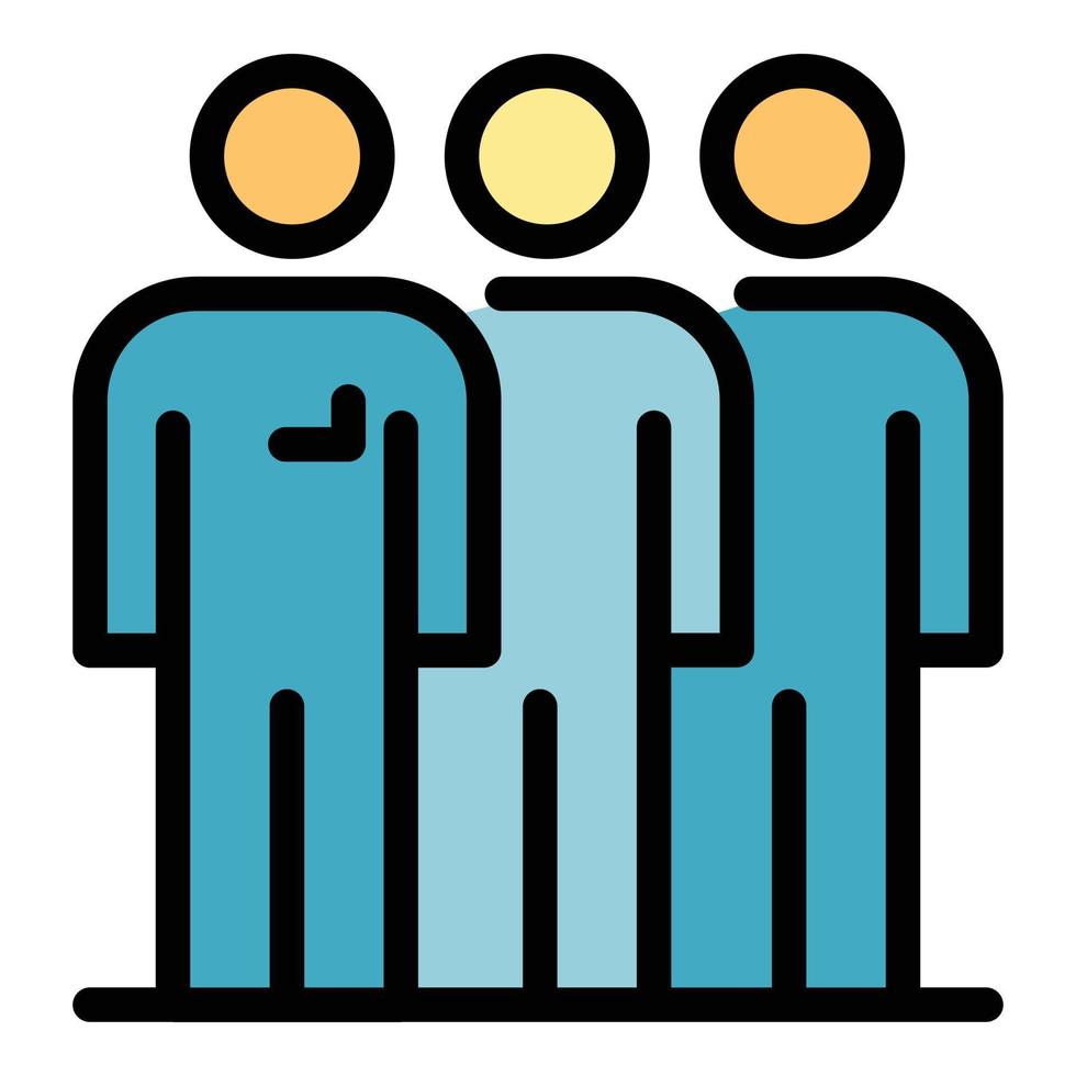 Three people team icon color outline vector